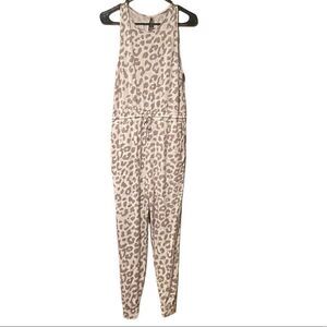 Antistar Leopard Print Jumpsuit Size Medium Sleeveless Elastic Drawstring Waist